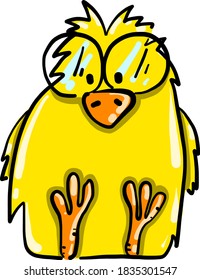 Chick with glasses, illustration, vector on white background