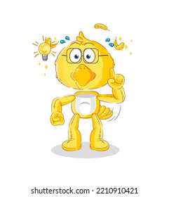 the chick got an idea cartoon. mascot vector