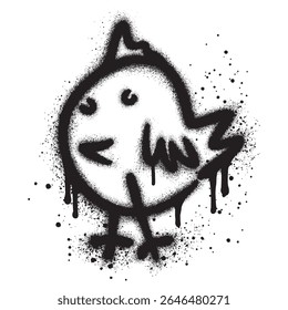 Grafite de pintinho com tinta spray preto. ilustração vetorial.