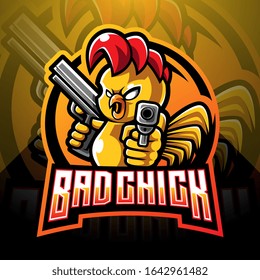 Chick With Gun Mascot Logo Design