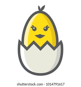 Chick hatched from an egg filled outline icon, easter and holiday, bird sign vector graphics, a colorful line pattern on a white background, eps 10.