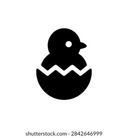 Chick Hatching from Cracked Egg Solid Icon