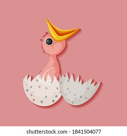 Chick hatching egg isolated illustration