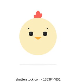 Chick head flat icon. Animal cute chick face vector illustration. Isolated on white background.