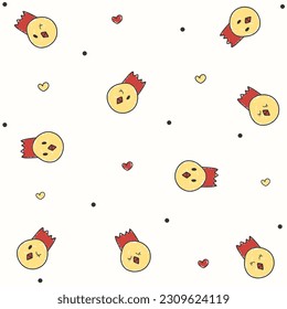 chick and hearts pattern with polka dot