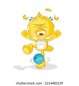 the chick hiten by bowling cartoon. cartoon mascot vector