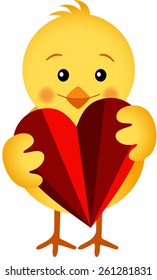Chick Holding a Heart