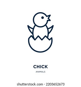 chick icon from animals collection. Thin linear chick, bird, farm outline icon isolated on white background. Line vector chick sign, symbol for web and mobile
