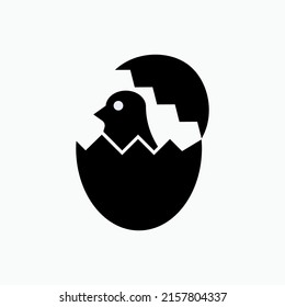Chick Icon. Baby Chicken in Glyph Style. Farm or Animal Symbol - Vector.