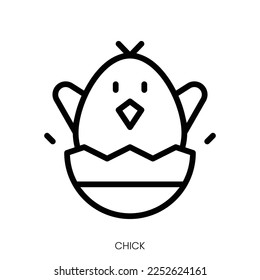 chick icon. Line Art Style Design Isolated On White Background