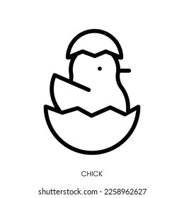 chick icon. Line Art Style Design Isolated On White Background
