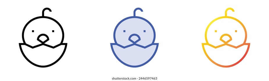Küken-Symbol. Lineares, blaues Füllungs- und Verlaufsstil-Design auf weißem Hintergrund