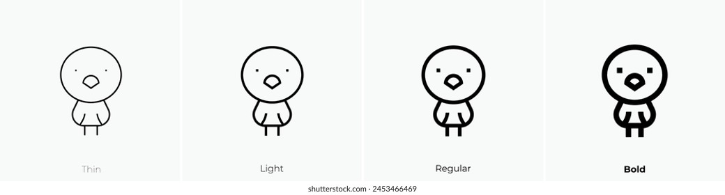 chick icon. Thin, Light Regular And Bold style design isolated on white background