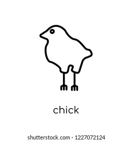 Chick icon. Trendy modern flat linear vector Chick icon on white background from thin line animals collection, editable outline stroke vector illustration