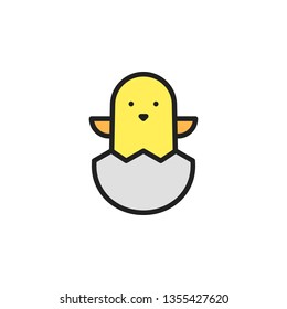 Chick Icon Vector Illustration in Filled Style for Any Purpose