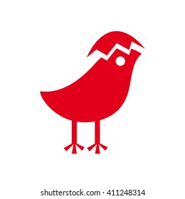 Chick icon, Vector illustration on white background. Red color.