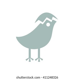 Chick icon, Vector illustration on white background. Grey color.