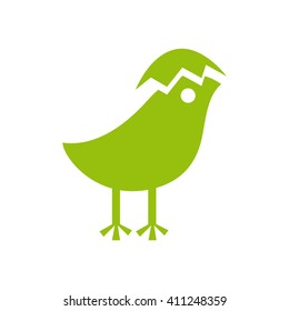 Chick icon, Vector illustration on white background. Green color.