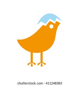 Chick icon, Vector illustration on white background. Orange color.