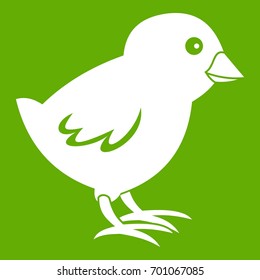 Chick icon white isolated on green background. Vector illustration