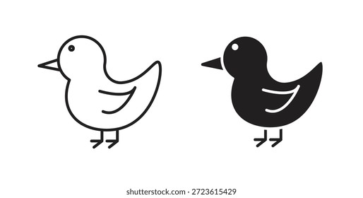 Conjunto de iconos de pollito aislado en Ilustración vectorial plana de fondo blanco.