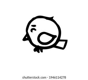 Chick. illustration. Cartoon sketch style. Hand outline drawing cheerful funny animal. vector