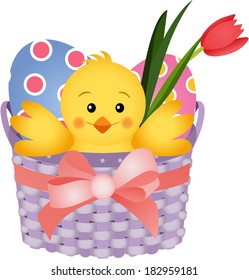 Chick Inside an Easter Basket