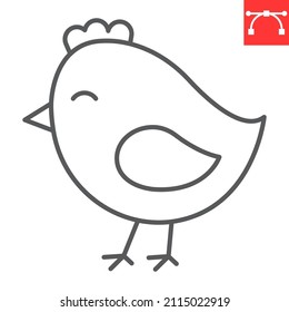 Chick line icon, farm and easter, baby chick vector icon, vector graphics, editable stroke outline sign, eps 10.