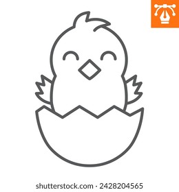 Chick line icon, outline style icon for web site or mobile app, Easter and farm, chicken vector icon, simple vector illustration, vector graphics with editable strokes.
