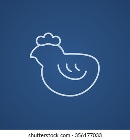 Chick line icon for web, mobile and infographics. Vector light blue icon isolated on blue background.