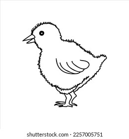 Chick linear had drawn doodle, bird farm animal icon collection