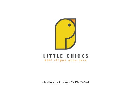 Chick logo with geometric concept. Poultry logo template for farm company