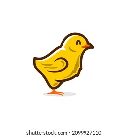 chick logo icon, smile little chicken, Vector illustration of cute yellow baby chicken cartoon character for children and mascot design