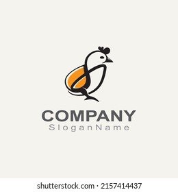 CHICK logo minimalist template monoline color line animal vector creative