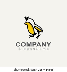 CHICK logo minimalist template monoline color line animal vector creative