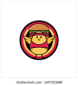 Chick mascot design with burger image