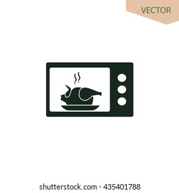 Chick in microwave, vector icon,