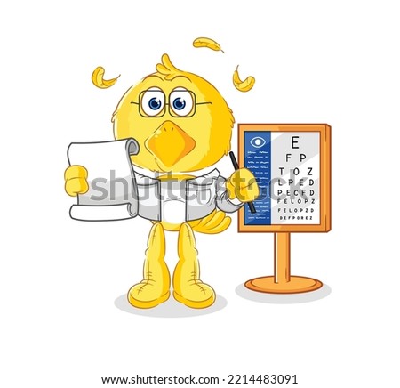 the chick oculist cartoon. cartoon mascot vector