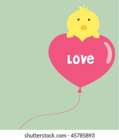 Chick on love balloon