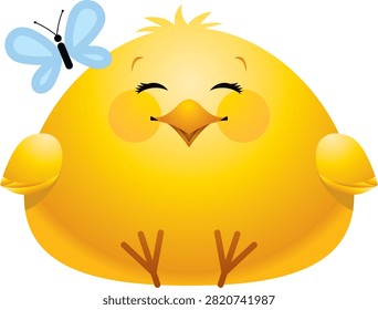 The chick is one of the most recognizable symbols of spring, Easter celebrations, and childhood creativity. With its soft appearance, cheerful personality, and connection to new life, the cartoon chick has become a popular character in illustrations, children’s products, greeting cards, educational materials, and seasonal decorations.

This vector illustration features a cute yellow cartoon Fledgling with a plump body, closed eyes, and a small blue butterfly resting on its head. The simple and charming character design creates a friendly and playful appearance, making it suitable for Easter artwork, children’s graphics, digital stickers, printable crafts, nursery decorations, educational content, and commercial design projects.

The combination of the baby Fledgling and butterfly creates a meaningful spring-themed concept representing innocence, transformation, happiness, and the beauty of nature.

The Symbolism of the Baby Hatchling

Baby chicks are powerful symbols of new beginnings and fresh starts. Their connection with eggs and spring makes them especially popular during Easter celebrations.

Chicks represent:

New life
Growth
Hope
Innocence
Happiness
Renewal

Their small size and gentle appearance make them naturally appealing characters for children’s artwork.

Connection Between Chicks and Easter

The chick is closely associated with Eastertime because it represents the idea of life emerging from an egg.

During Eastertime celebrations, chicks are often featured alongside:

Eastertime eggs
Flowers
Bunnies
Spring decorations
Holiday greetings

The chick has become a traditional symbol used in seasonal designs around the world.

Meaning of the Yellow Color

The bright yellow color of the Hatchling creates a cheerful and energetic visual appearance.

Yellow is commonly associated with:

Sunshine
Happiness
Optimism
Warmth
Energy
Friendship

In children’s illustration, color is frequently used because it creates a positive and welcoming feeling.