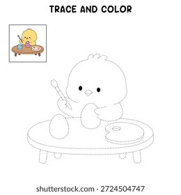 Chick Pintura Huevos de Pascua para colorear para los niños. Páginas para colorear de Pollito con Huevo de Pascua para niños. Trazo y color de Pascua Chick. Linda página para colorear de pollo para la actividad de Pascua imprimible. 