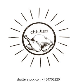 Chick. The pattern of fried chicken on a white background. Vector illustration