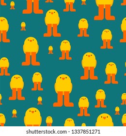 Chick pattern seamless. Little chicken cartoon style background. Baby Fabric Texture
 
