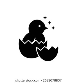 Chick Espiando de casca de ovo rachado, Pássaro bebê curioso
