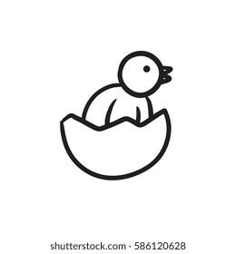 ウェブ モバイル インフォグラフィック用の卵殻から覗く雛のスケッチアイコン 手描き の雛のアイコン ひよこのベクター画像アイコン 白い背景にひなのアイコン のベクター画像素材 ロイヤリティフリー Shutterstock