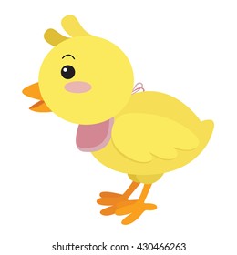 chick with pink apron cartoon vector