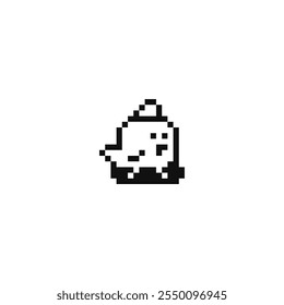 Icono del estilo del arte del pixel del pollito, diseño del elemento del carácter del pollo para el logotipo, App, Web, etiqueta engomada. Ilustración vectorial abstracta aislada. Video Juego sprite. 