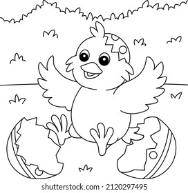 Chick Pop Out In Easter Egg Coloring Page