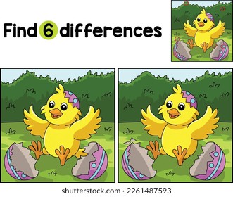 Chick Pop Out In Easter Egg Find The Differences