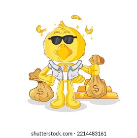 the chick rich character. cartoon mascot vector